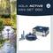 'FIAP Aqua Active Mini Set 650' Brunnenset-Abbildung. Links sprudelt Wasser aus einem runden Brunnen, rechts Set mit Verpackung.
