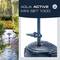 'FIAP Aqua Active Mini Set 1.000' wird angezeigt. Eine Wasserpumpe in einem Teich, umgeben von Pflanzen. Gerät für den Gartenbereich.