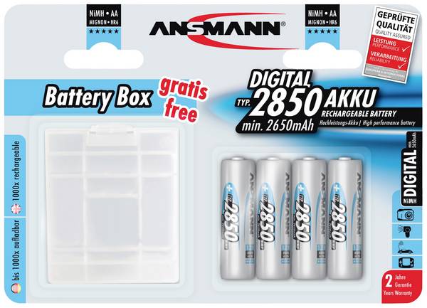 Ansmann Mignon (AA)-Akku NiMH 2850 mAh 1.2 V 1 Set