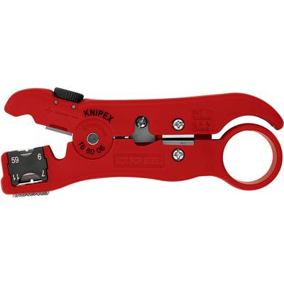 Ein rotes multifunktionales Abisolierwerkzeug von Knipex, geeignet zum Schneiden und Abisolieren von Kabeln.