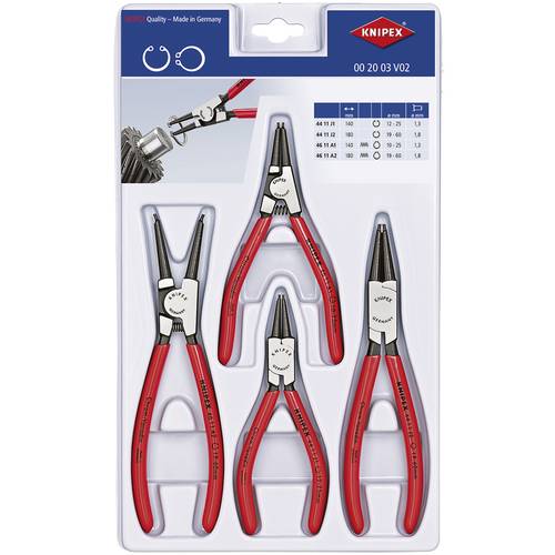 Knipex 00 20 03 V02 Seegeringzangen-Set Passend für (Seegeringzangen) Außen- und Innenringe 19-60 mm, 12-25 mm 10-25 mm,...