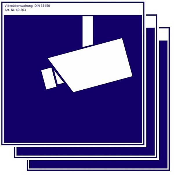 PENTATECH 40203 Warnaufkleber Videoüberwachung 3er Set (B x H) 100 mm x 100 mm