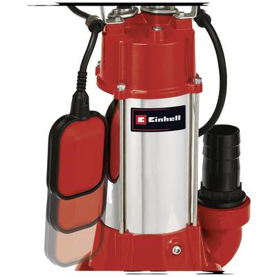 Eine rote Einhell-Tauchpumpe mit Kabel und Steckdose.
