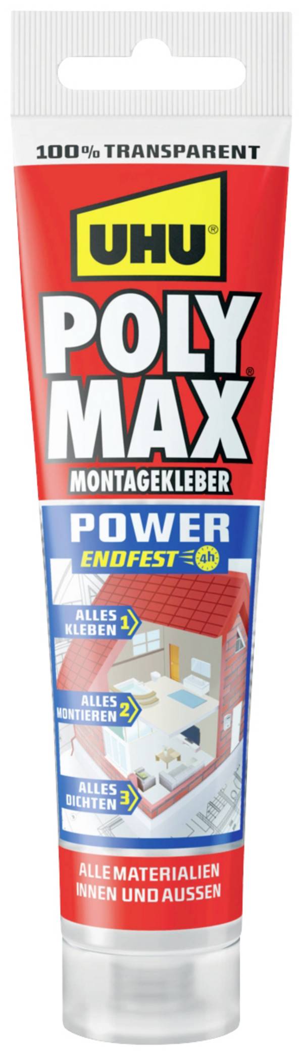 UHU Poly  Max® Power Tansparent Klebe- und Dichtmasse Herstellerfarbe Transparent 47845 115 g