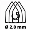 Ein Symbol zeigt einen dreifachen Frässkopf mit der Aufschrift 'Ø 2,0 mm' darunter.