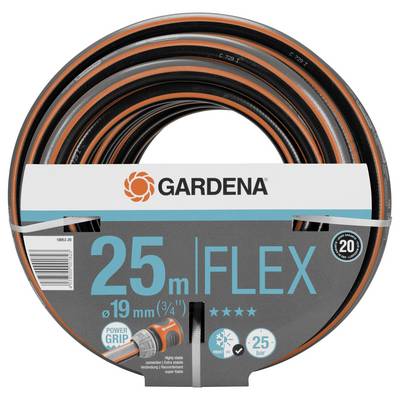 Gartenbewässerungsschlauch in Rolle, Marke Gardena, Länge 25 Meter, Durchmesser 19 mm, Flex-Modell mit Power Grip.