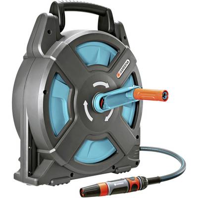 GARDENA 02662-20 Classic Schlauchbox 15 Set Gartenschlauchtrommel 13 mm 15 m 1/2 Zoll 1 St. Schwarz, Türkis, Orange