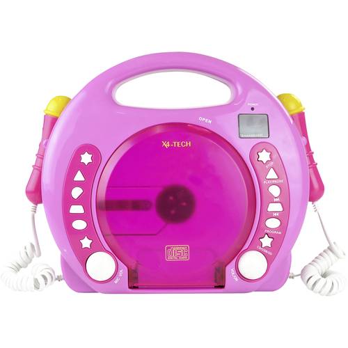 X4 Tech Bobby Joey Kinder CD-Player CD, SD, USB Inkl. Mikrofon Pink