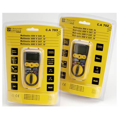 Zwei digitale Multimeter in Verpackungen, Marke Chauvin Arnoux, Modelle C.A 703 und C.A 702, geeignet für Messungen bis 600 V.