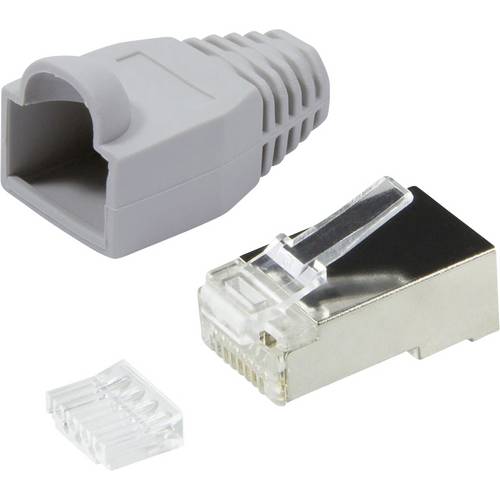 LogiLink MP0021 RJ45-Steckverbinder CAT 6, geschirmt MP0021 Stecker, gerade Pole: 8P8C Grau 100 St.