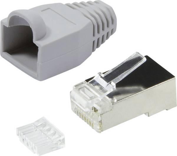 LogiLink MP0021 RJ45-Steckverbinder CAT 6, geschirmt MP0021 Stecker, gerade Pole: 8P8C Polzahl Sensoren 8P8C Grau 100 St.