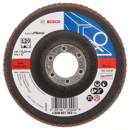 Bosch Accessories 2608607352 Bosch Power Tools Fächerschleifscheibe Durchmesser 115 mm Körnung (num) 120 Stahl, Edelstah...
