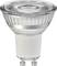 LED-Glühbirne mit GU10-Sockel und klarem Glasdesign. Ideal für energieeffiziente Beleuchtung in Wohnräumen.