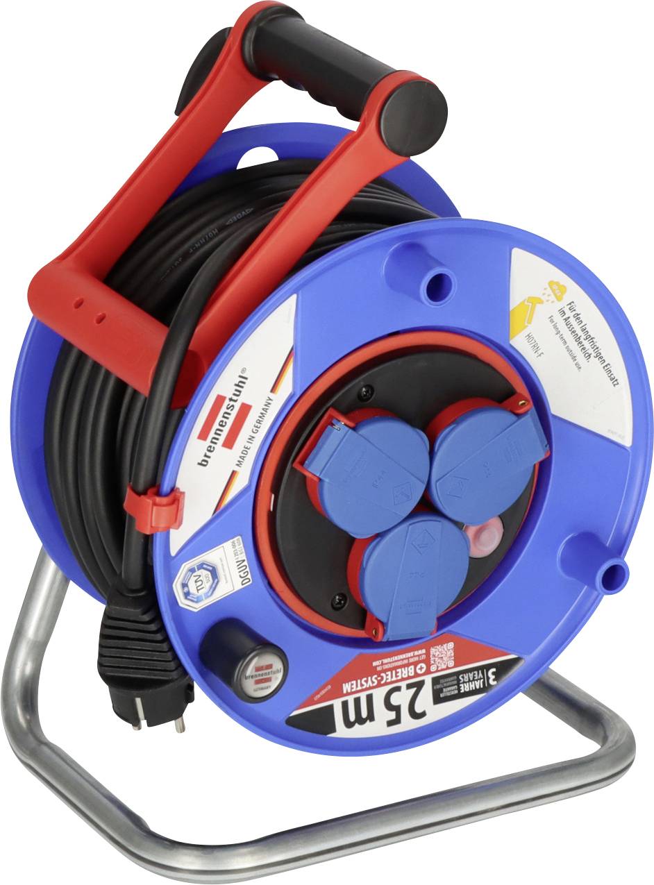 Brennenstuhl 1218900 Kabeltrommel 25.00 m Schwarz Schutzkontakt-Gummi-Stecker