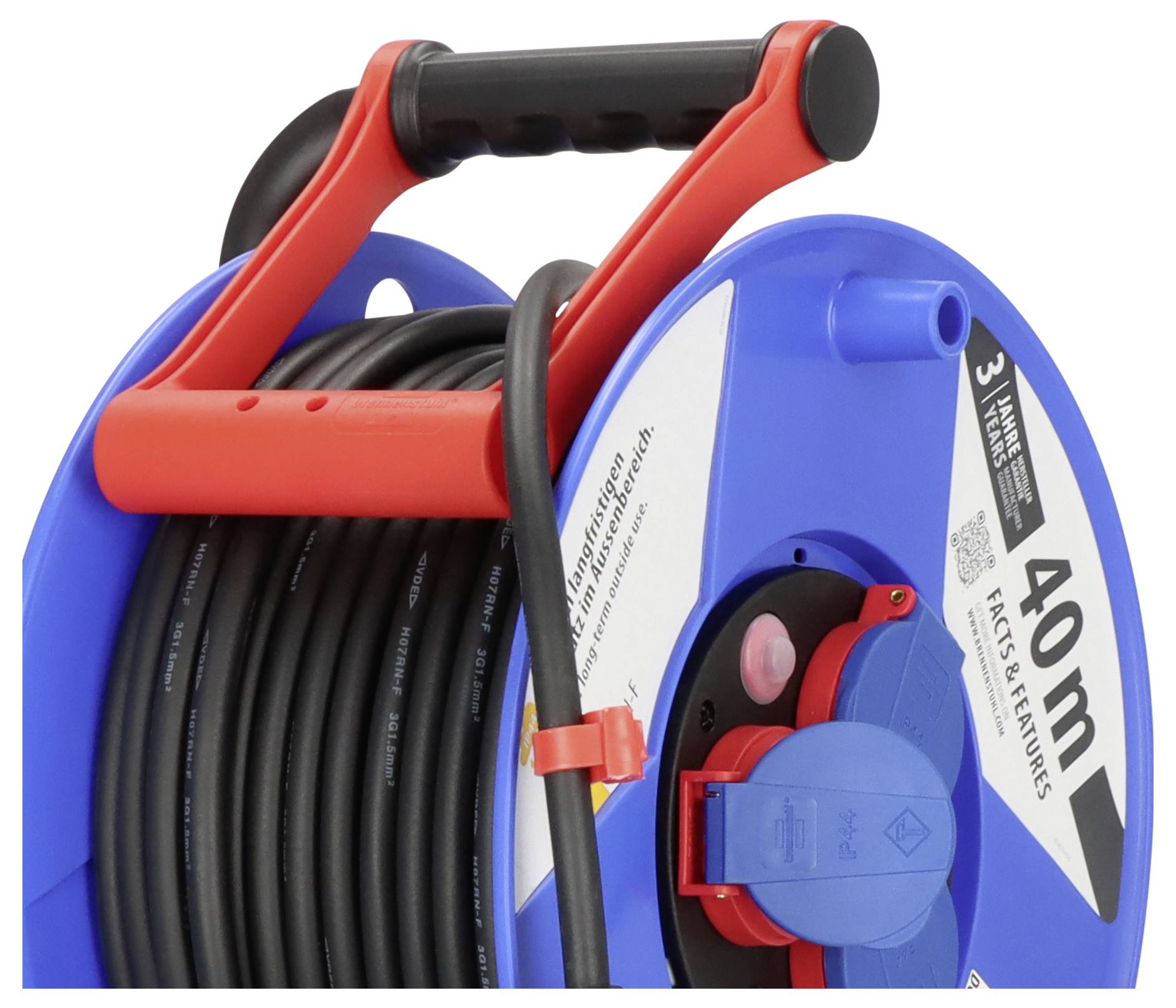 Brennenstuhl 1208380 Kabeltrommel 40.00 m Blau Schutzkontakt-Stecker-3