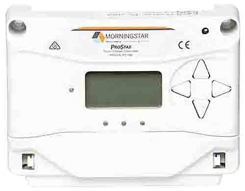 Weiße Morningstar ProStar Solarladeregler mit Anzeigebildschirm und Pfeiltasten