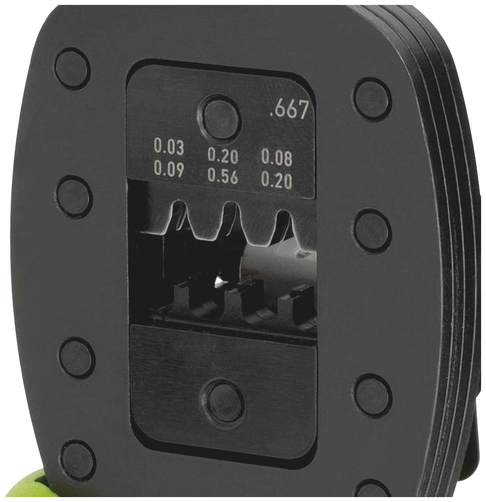 Zange mit mehreren Kerben zum Schneiden von Drähten in verschiedenen Größen: 0,03, 0,09, 0,08, 0,56 und 0,20.