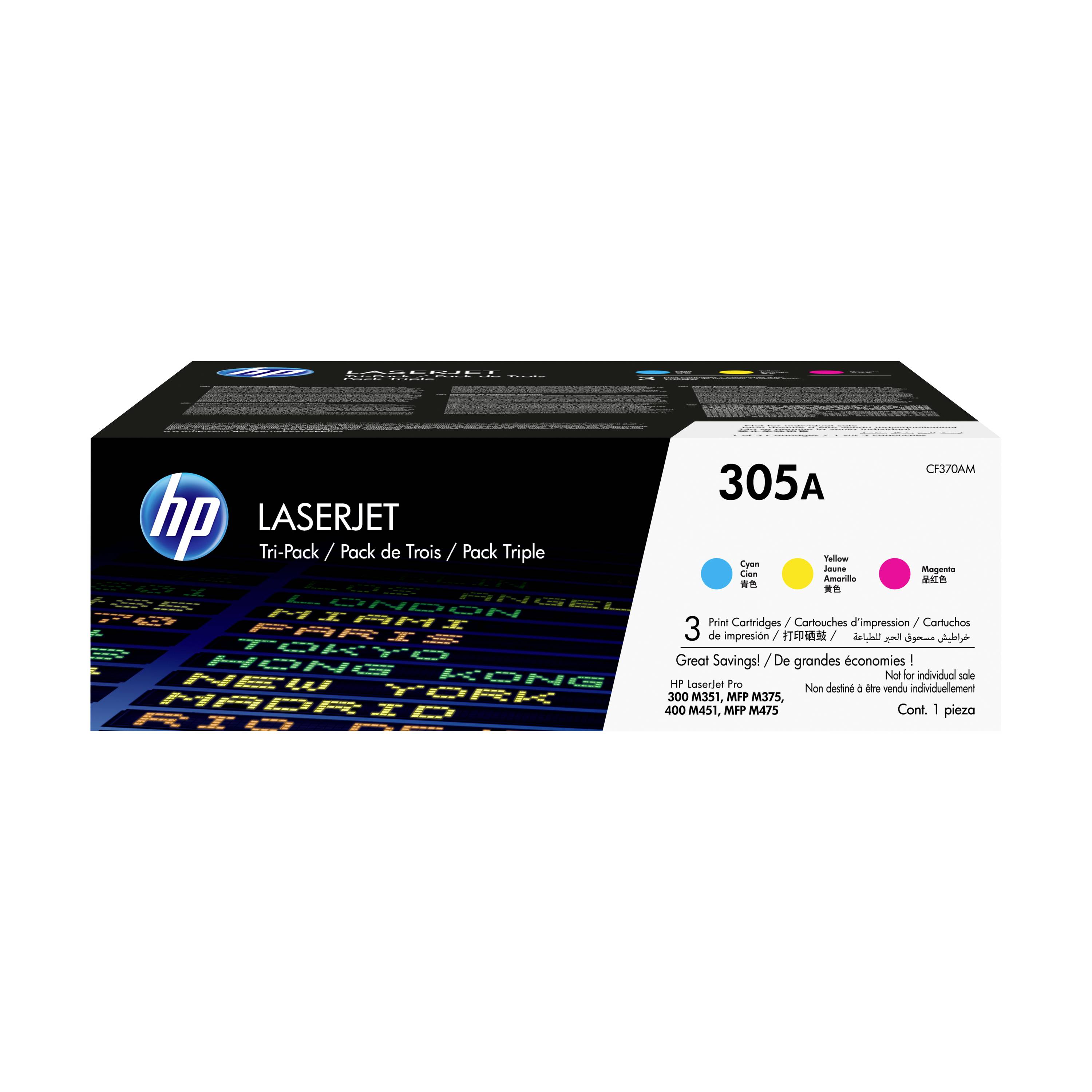 HP Toner 305A Original Kombi-Pack Cyan, Magenta, Gelb 2600 Seiten CF370AM