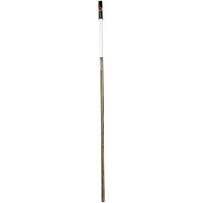 Langer Holz- und Metallstab mit schwarzem Aufsatz.
