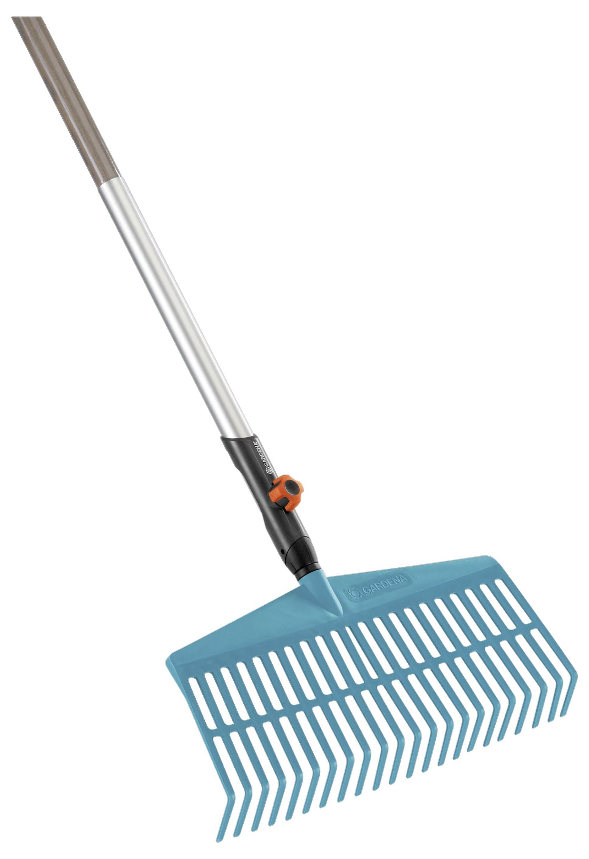 Blauer Laubrechen mit langem Stiel, ideal zum Sammeln von Gartenlaub.