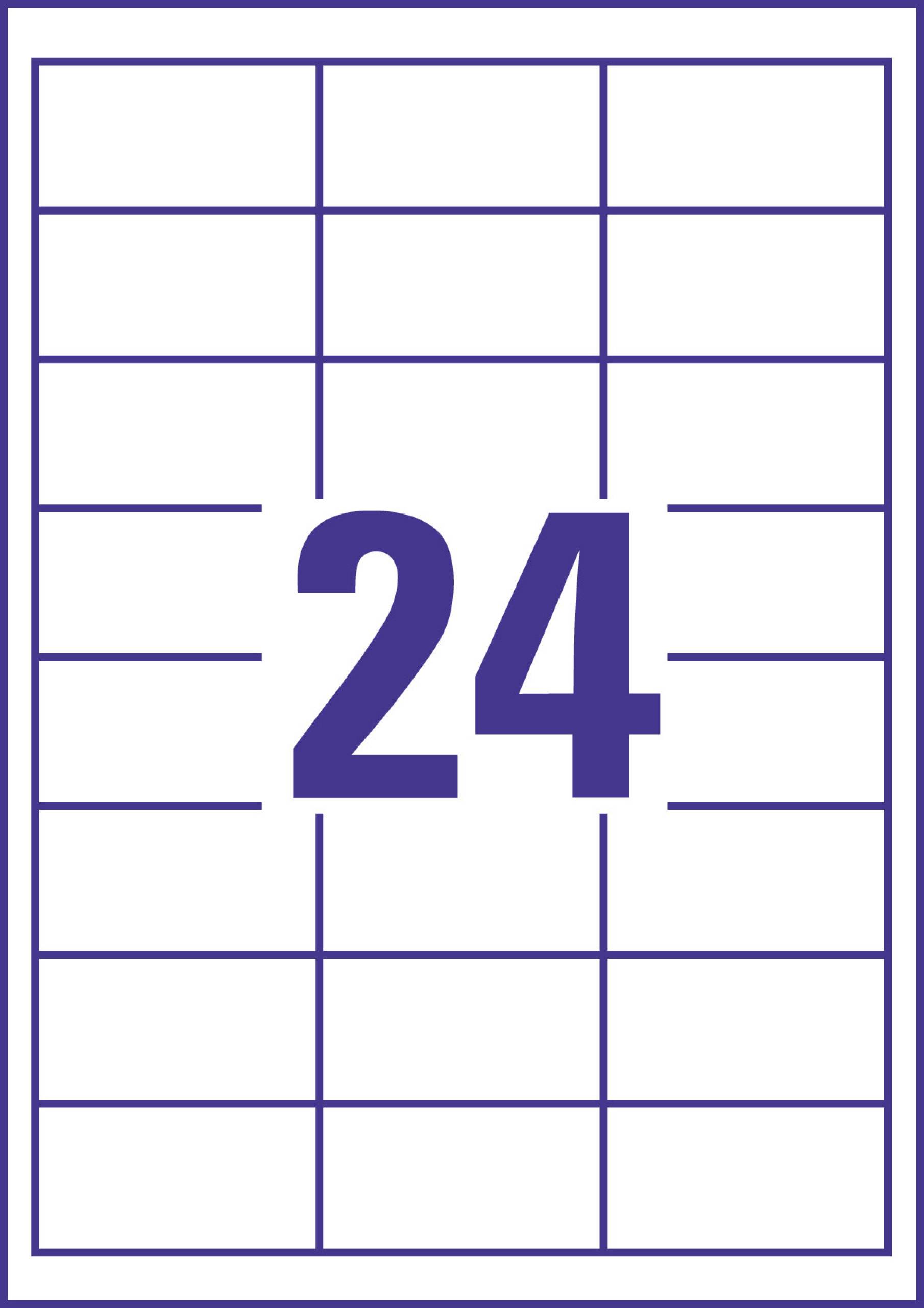 Ziffer '24' in fetter Schrift auf weißem Hintergrund mit 5 horizontalen und 3 vertikalen Linien in einem lila Rahmen.