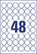 Zahl '48' umgeben von 48 Kreisen in einem Gittermuster, das eine dekorative Gestaltung darstellt.