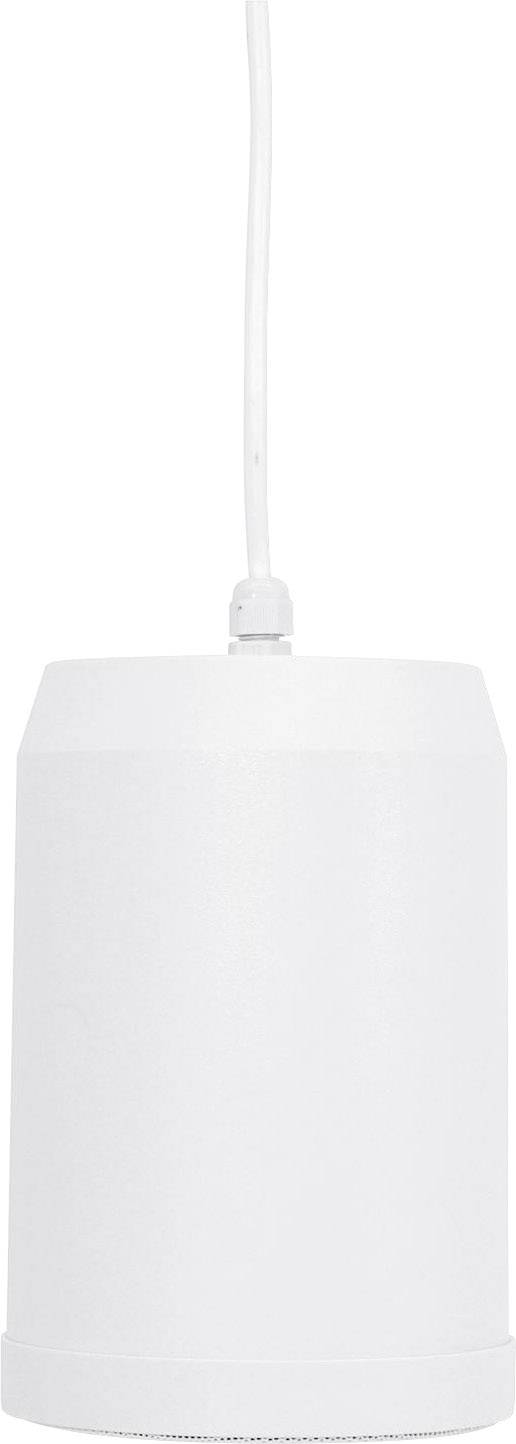 Weiße Hängelampe mit schlichtem Design, zylindrische Form, von der Decke hängend mit sichtbarem Kabel.