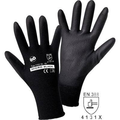 L+D worky MICRO black Nylon-PU 1151-L Nylon Arbeitshandschuh Größe (Handschuhe): 9, L EN 388:2016   CAT II 1 St.