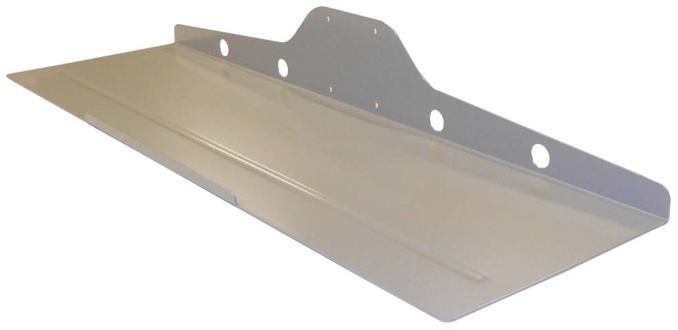 Metallklemmplatte mit Löchern, wahrscheinlich zur Befestigung an einer Wand oder einem anderen Objekt genutzt.