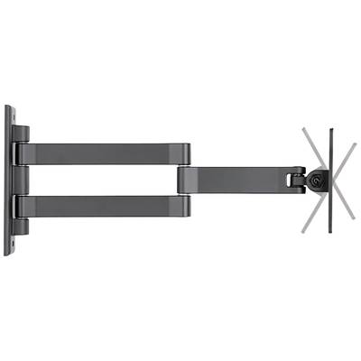Schwenkbare TV-Wandhalterung aus Metall mit zwei Gelenkarmen. Sie ermöglicht flexible Positionierung des Fernsehers an der Wand.