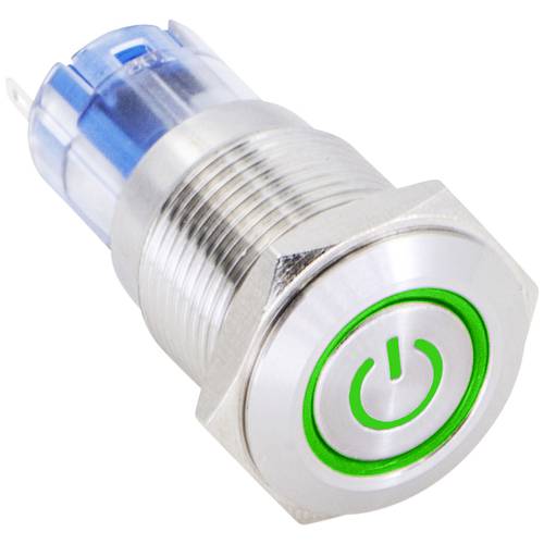 TRU COMPONENTS 1303021 LAS2GQF-11ET/G/12V/S/P Drucktaster 48 V/DC 2 A 1 x Ein/(Ein) tastend Grün IP65 1 St.