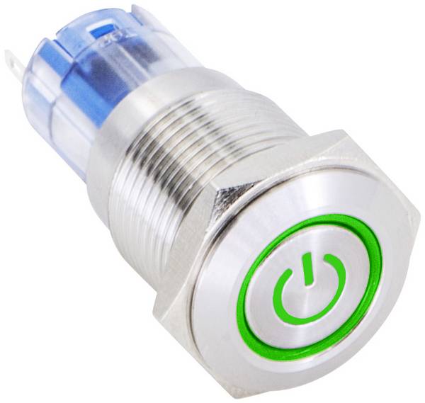 TRU COMPONENTS 1303021 LAS2GQF-11ET/G/12V/S/P Drucktaster 48 V/DC 2 A 1 x Ein/(Ein) tastend Grün  IP65 1 St.