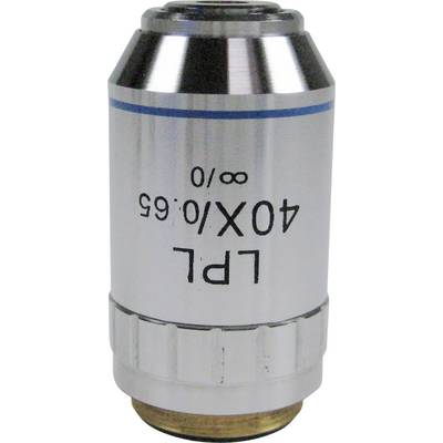 Objektivlinse für ein Mikroskop, gekennzeichnet mit 'LPL 40X/0.65 ∞/0'.