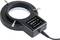 Runder LED-Ring mit Stromkabel, schwarzes Gehäuse, Beschriftung ‘ADAPTOR FOR LED LAMP LED-501-B 6V-12V 0.3W CLASS 3’ und Warnhinweise.