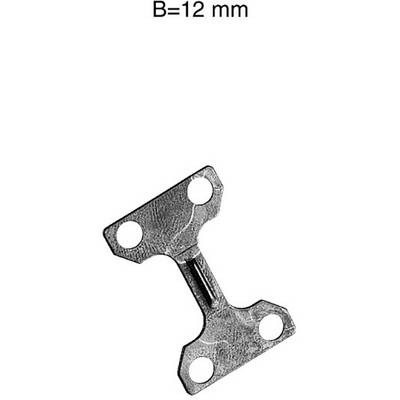 Metallverbindungselement mit vier Löchern; Beschriftung oben: 'B=12 mm'.