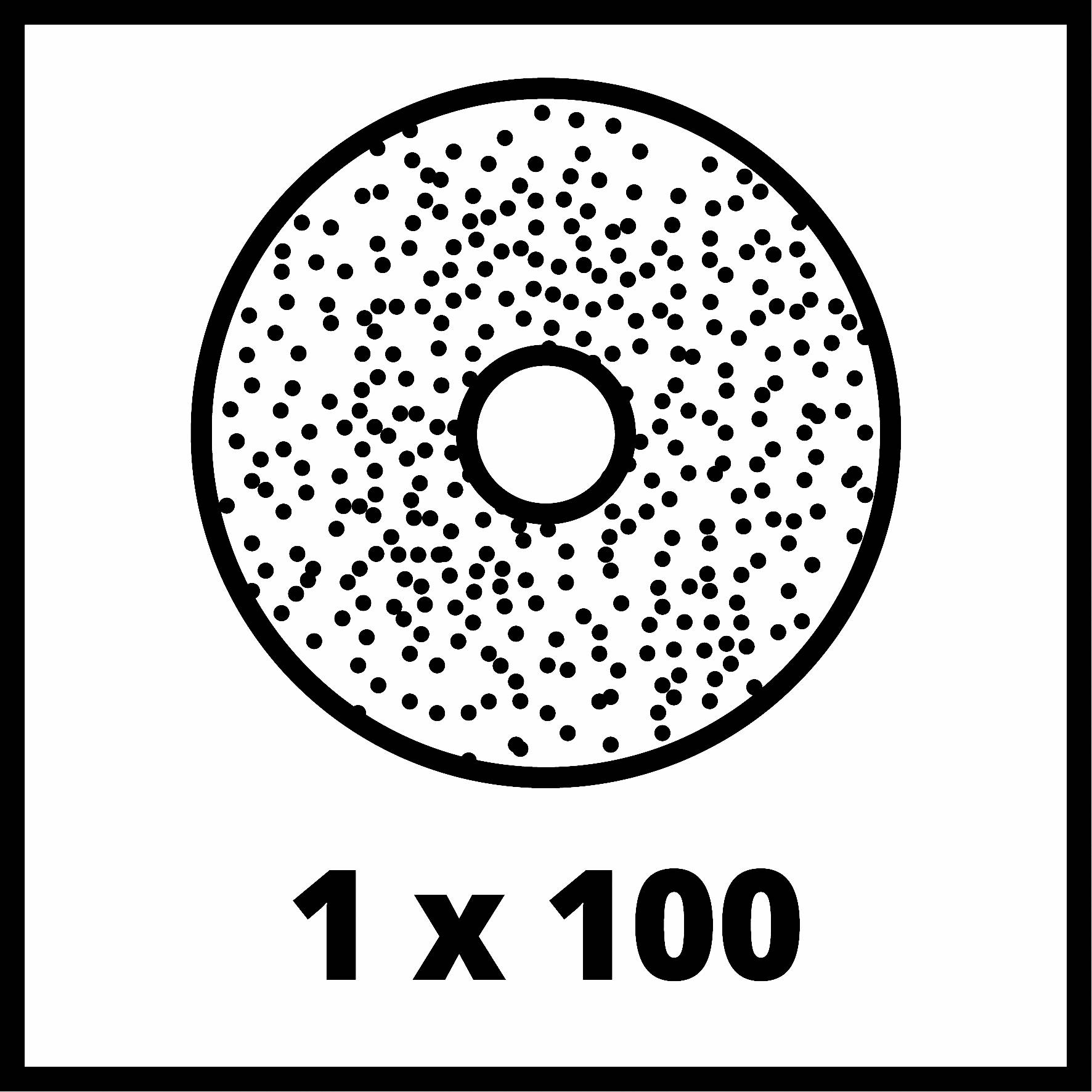 Ein stark gesprenkeltes Donut-förmiges Objekt mit der Aufschrift '1 x 100' darunter.