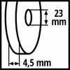 'Diagramm eines runden Objekts mit einem Loch. Außenmaß: 23 mm, Lochmaß: 4,5 mm.'