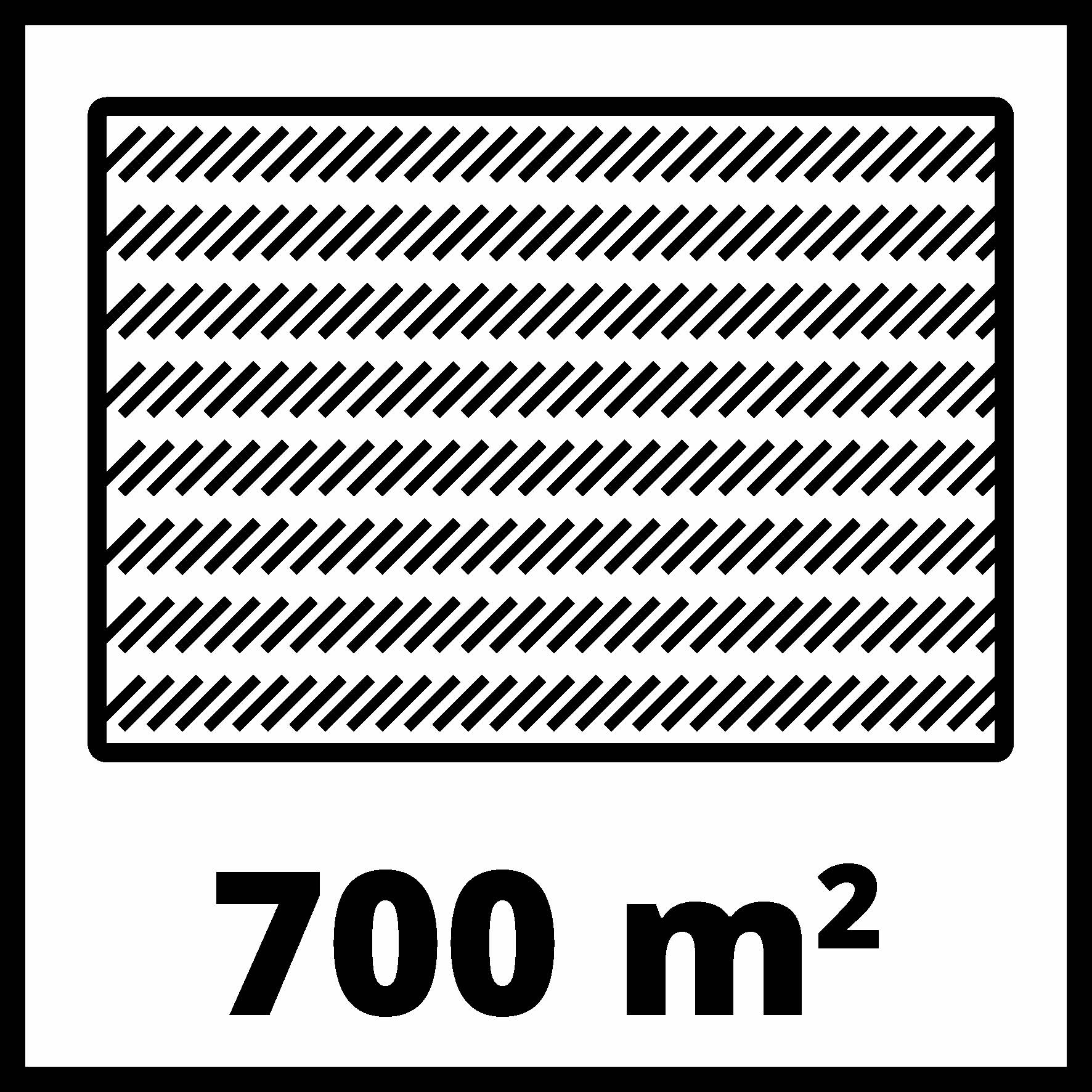 '700 m²' steht unter einem schraffierten Rechteck, das die Fläche darstellt.