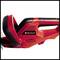 Ein rotes, ergonomisch gestaltetes Gartengerät mit schwarzem Griff von Einhell, vermutlich eine Heckenschere oder ein Trimmer.