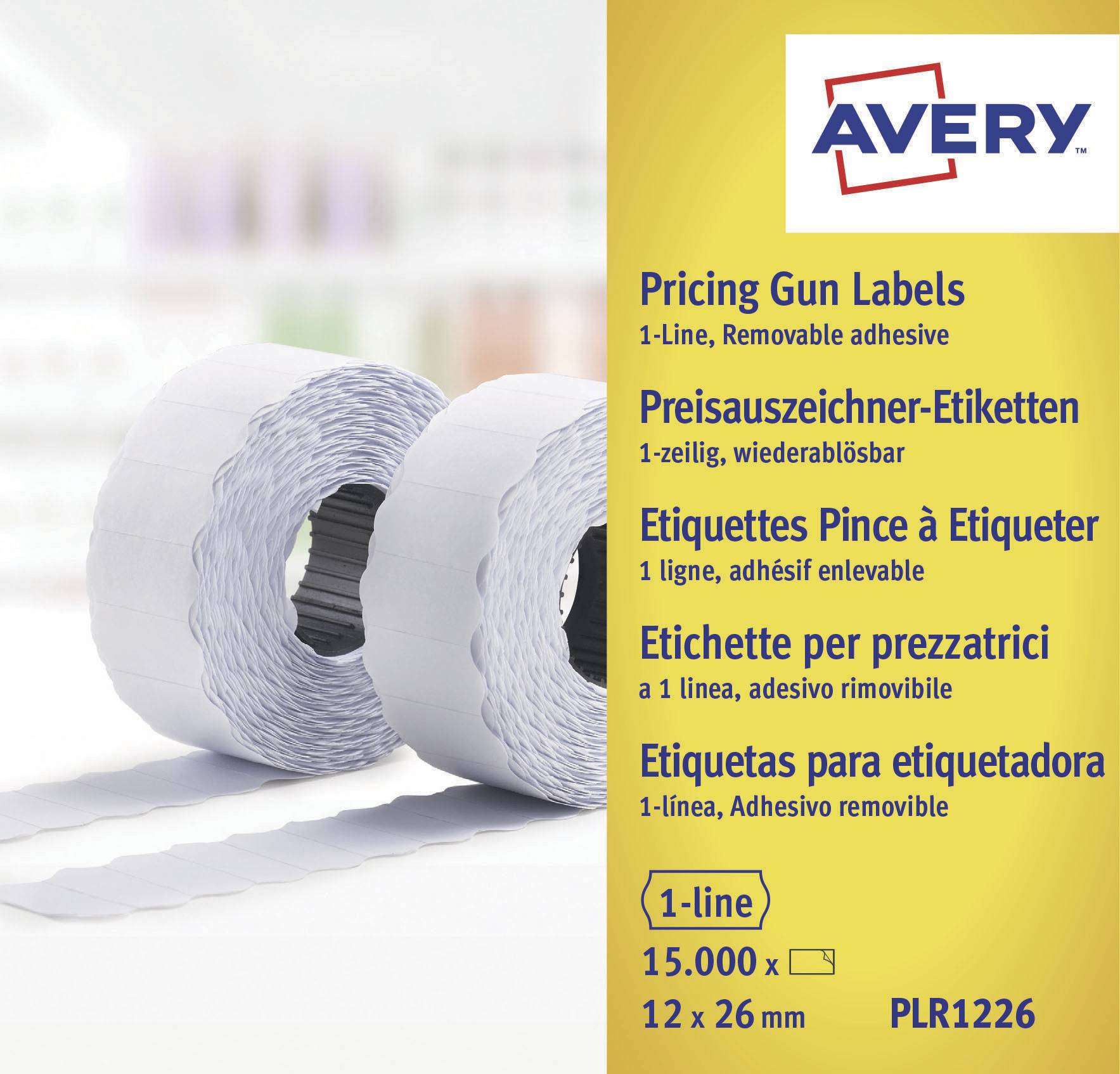 ZWECKFORM Avery - Lösbare Papierpreisklebetiketten - weiß - 12 x 26 mm 15000 Etikett(en) (10 Rolle(n