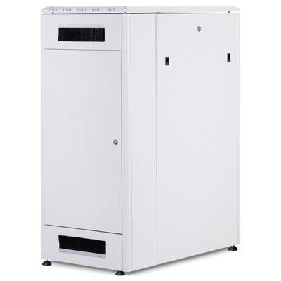 Ein großer, weißer Metallschrank mit Lüftungsöffnungen und verschließbaren Türen, geeignet zur Aufbewahrung von Geräten oder Dokumenten.
