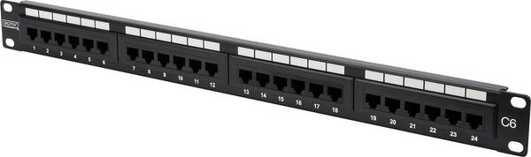 Digitus DN-91624U 24 Port Netzwerk-Patchpanel 483 mm (19") CAT 6 1 HE Schwarz Unbestückt