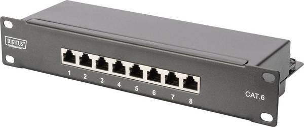 Digitus DN-91608S 8 Port Netzwerk-Patchpanel 254 mm (10") CAT 6 1 HE Mehrfarbig Bestückt