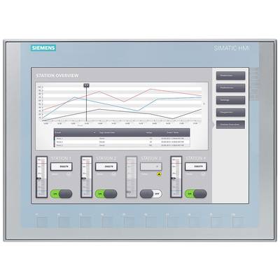 Ein grafisches Bedienfeld mit dem Titel 'STATION OVERVIEW' zeigt ein Liniendiagramm mit farbigen Linien und vier Stationseinstellungen darunter.