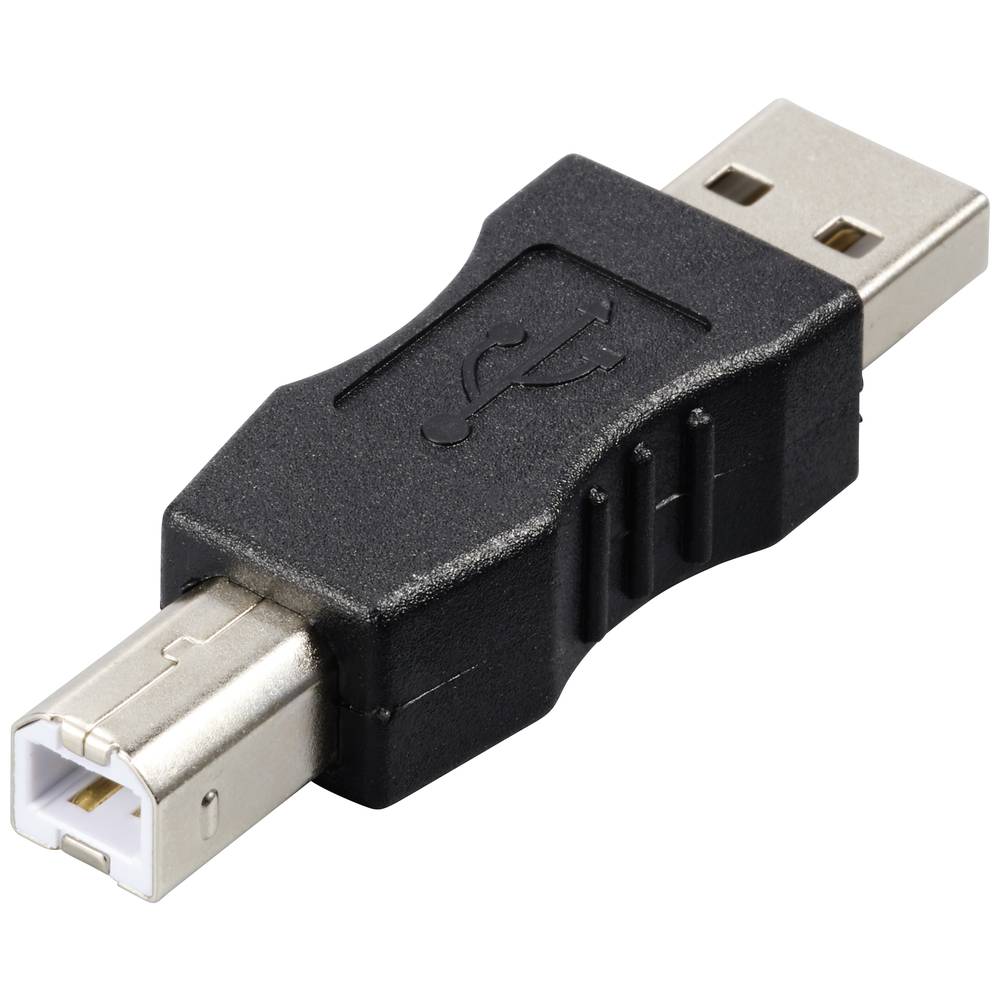 Renkforce USB 2.0 Adapter [1x USB 2.0 stekker A 1x USB 2.0 stekker B] Zwart Vergulde steekcontacten