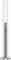 Eine schlanke, moderne Stehlampe mit silbernem Fuß und schmalem, zylindrischem, weißem Schirm. Ideal für zeitgenössische Innenräume.