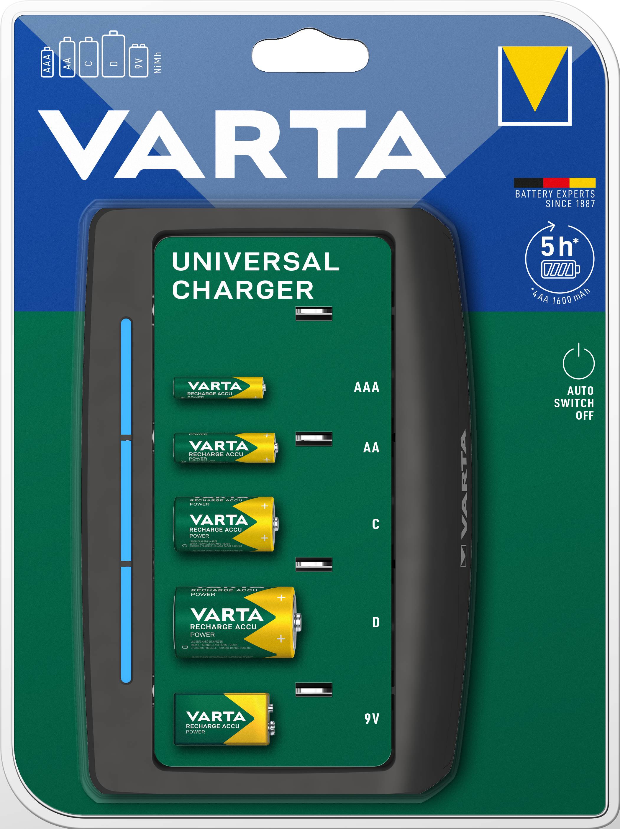 Varta Universal Charger Rundzellen-Ladegerät NiMH Micro (AAA), Mignon (AA), Baby (C), Mono (D), 9 V Block-2