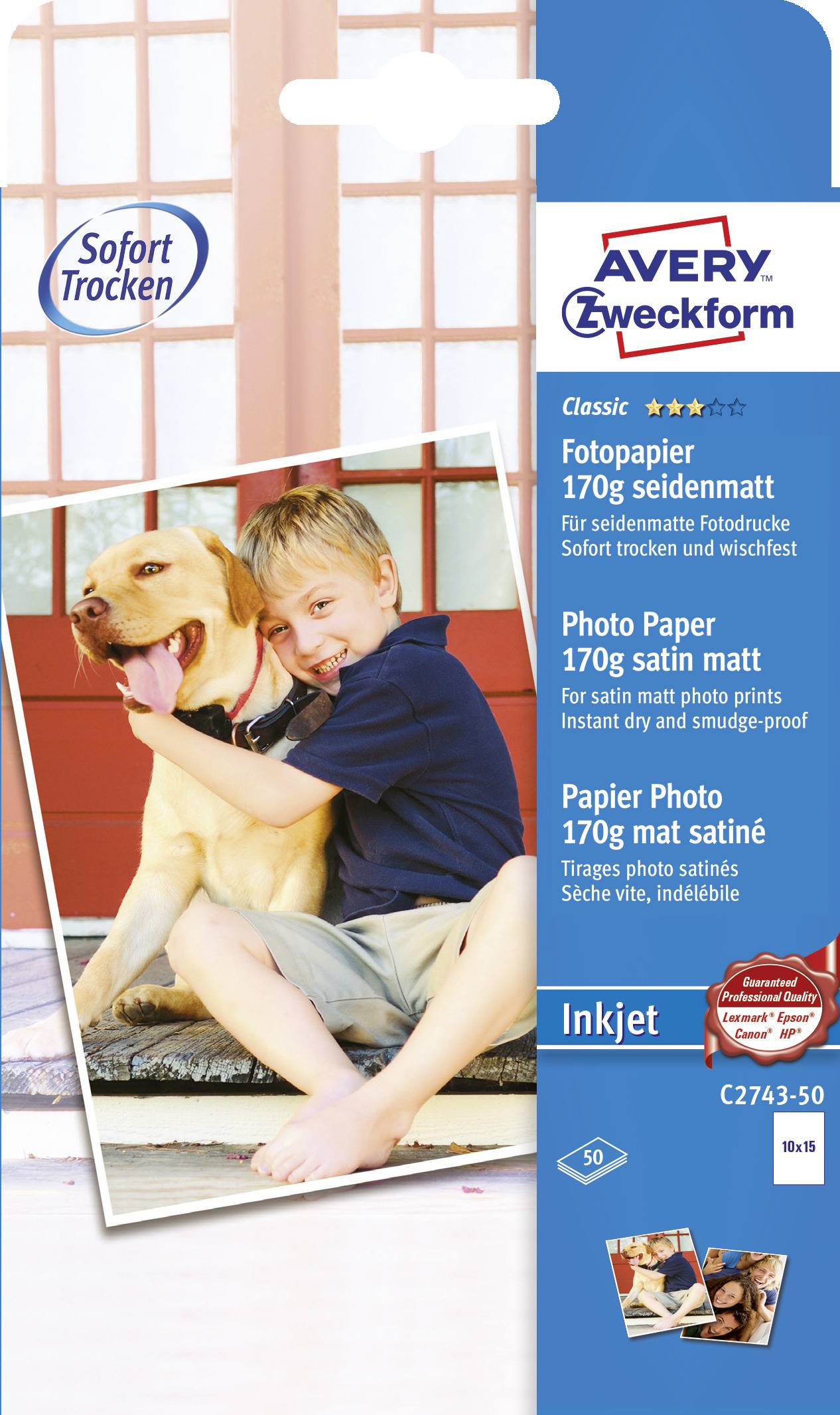 ZWECKFORM Fotopapier Avery-Zweckform Classic Photo Paper Inkjet C2743-50 10 x 15 cm 180 g/m² 50 Blat