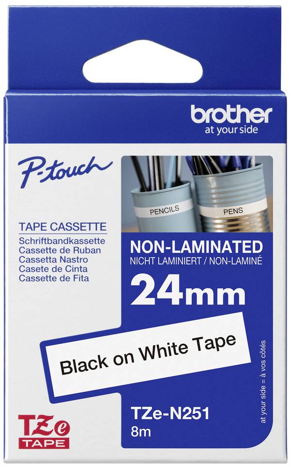 Etiketten Brother TZe TZe-N251 Bandfarbe: Weiß Schriftfarbe:Schwarz 24 mm 8 m