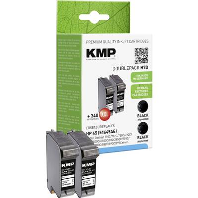 KMP Druckerpatrone ersetzt HP 45, 51645A Kompatibel 2er-Pack Schwarz H7D 0927,4021